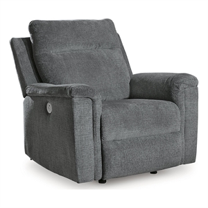 bowery hill polyester contemporary gray finish power recliner