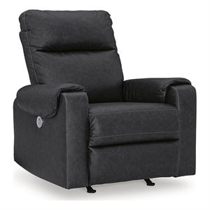 bowery hill faux leather contemporary black finish power recliner