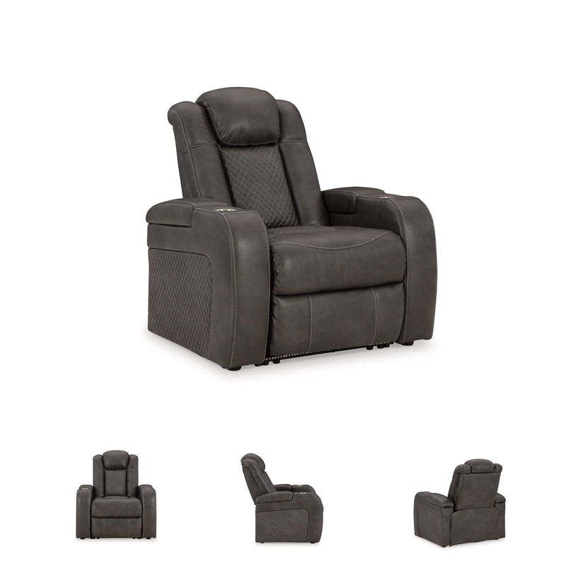 Bowery Hill Faux Leather Contemporary Brown Finish Power Recliner