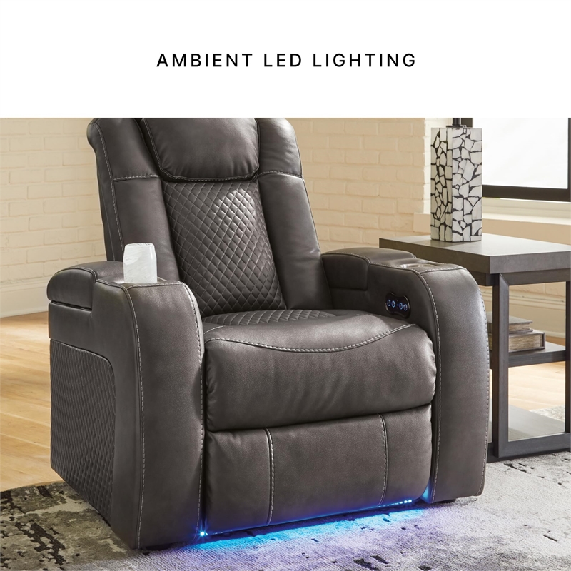 Bowery Hill Faux Leather Contemporary Brown Finish Power Recliner