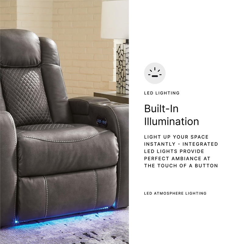 Bowery Hill Faux Leather Contemporary Brown Finish Power Recliner