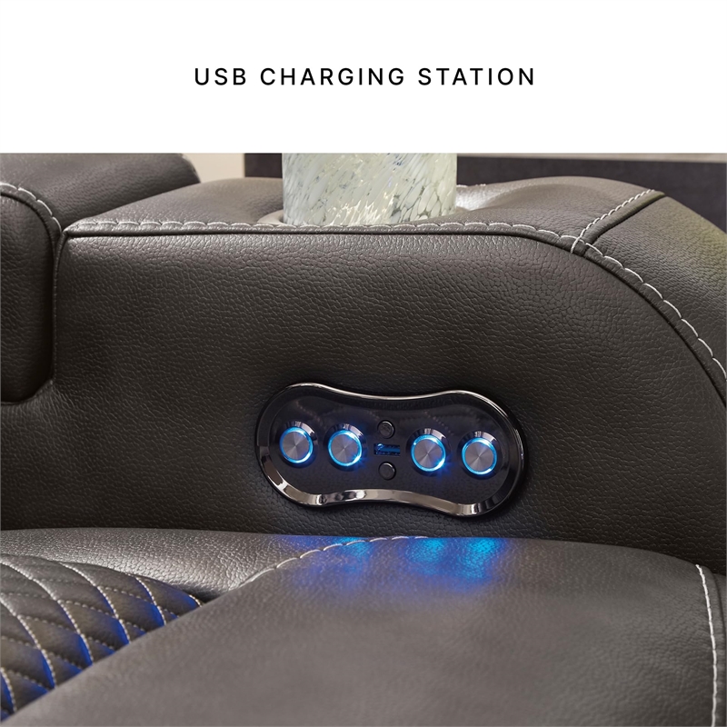 Bowery Hill Faux Leather Contemporary Brown Finish Power Recliner