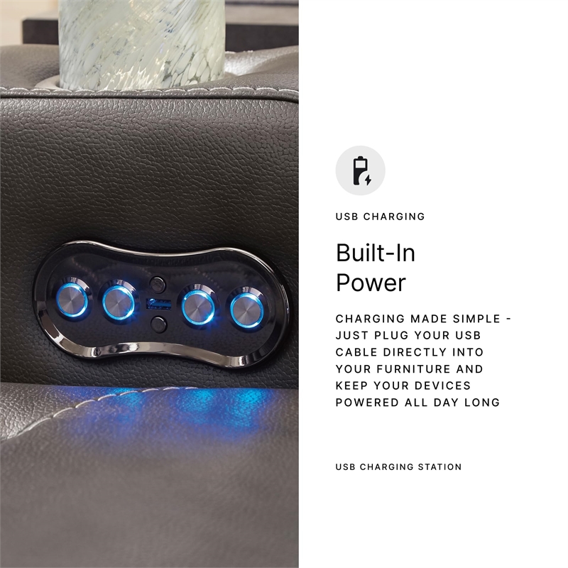 Bowery Hill Faux Leather Contemporary Brown Finish Power Recliner