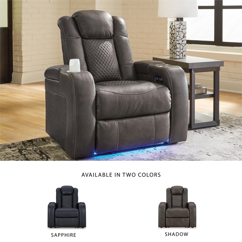Bowery Hill Faux Leather Contemporary Brown Finish Power Recliner