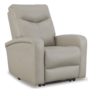 bowery hill faux leather contemporary gray finish power recliner
