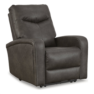 bowery hill faux leather contemporary brown finish power recliner