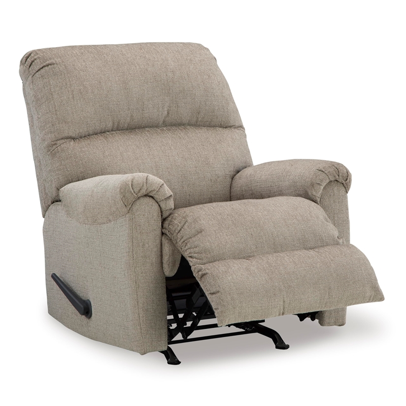 Bowery Hill Polyester Contemporary One-pull Reclining Motion Taupe Recliner