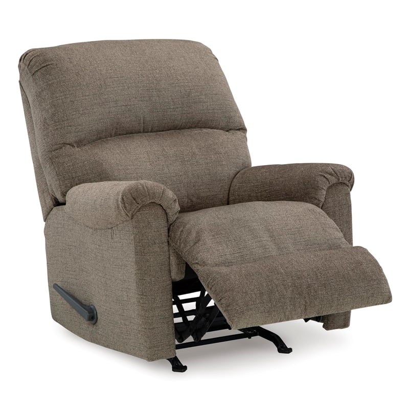 Bowery Hill Polyester Contemporary One-pull Reclining Motion Nutmeg Recliner