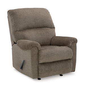 Bowery Hill Polyester Contemporary One-pull Reclining Motion Nutmeg Recliner