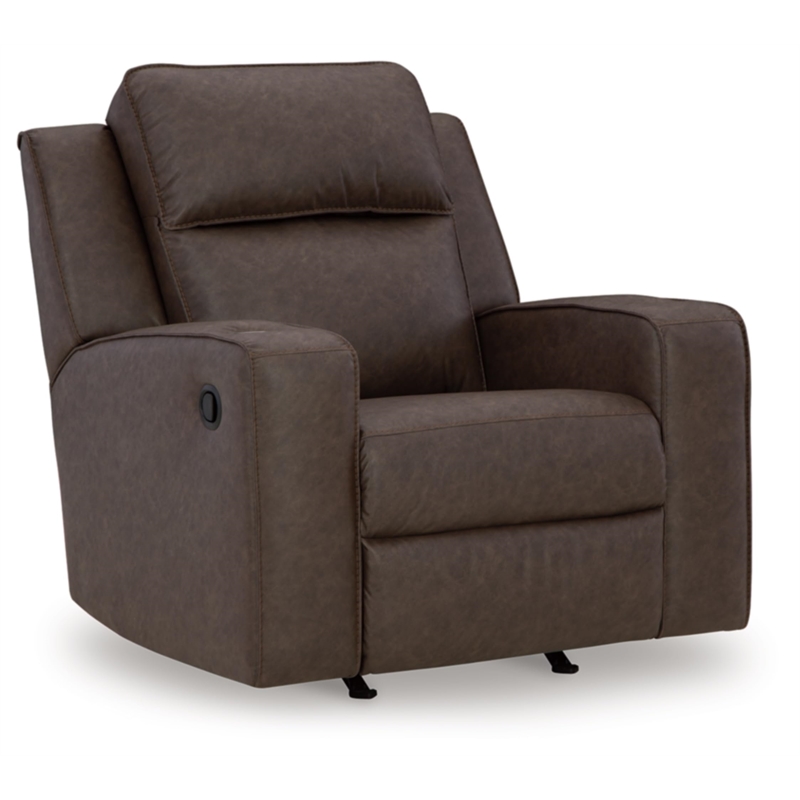 Bowery Hill Faux Leather Contemporary Pull-tab Reclining Motion Brown Recliner