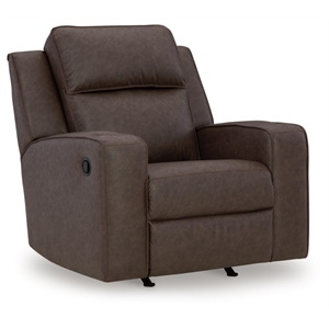 Bowery Hill Faux Leather Contemporary Pull-tab Reclining Motion Brown Recliner