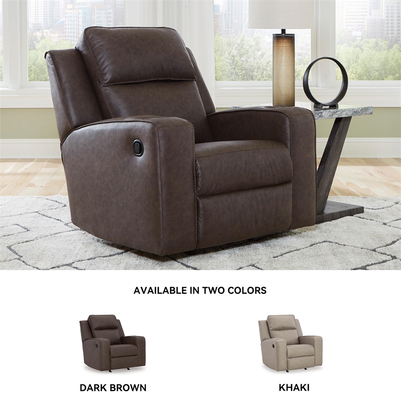 Bowery Hill Faux Leather Contemporary Pull-tab Reclining Motion Brown Recliner