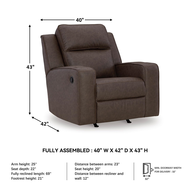 Bowery Hill Faux Leather Contemporary Pull-tab Reclining Motion Brown Recliner