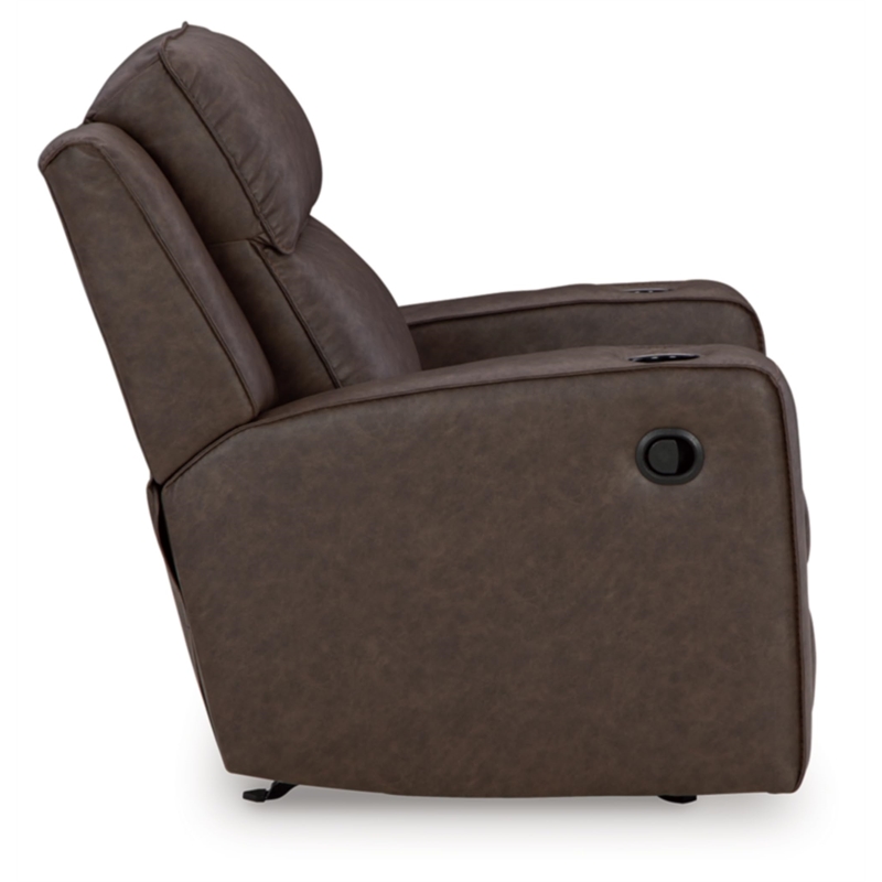 Bowery Hill Faux Leather Contemporary Pull-tab Reclining Motion Brown Recliner