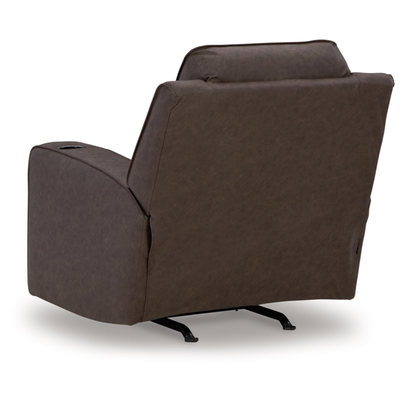 Bowery Hill Faux Leather Contemporary Pull-tab Reclining Motion Brown Recliner