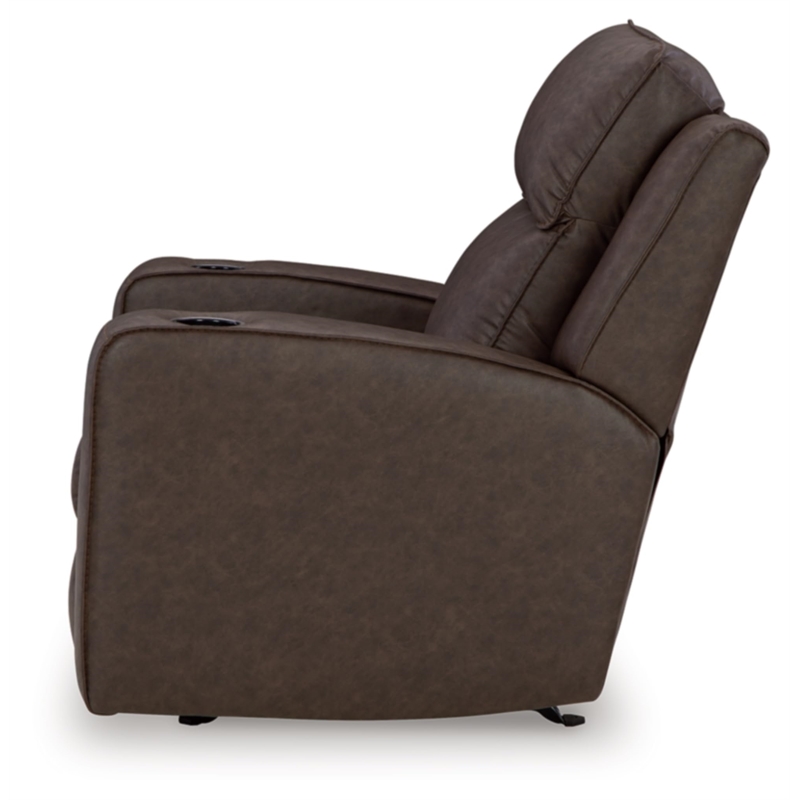 Bowery Hill Faux Leather Contemporary Pull-tab Reclining Motion Brown Recliner