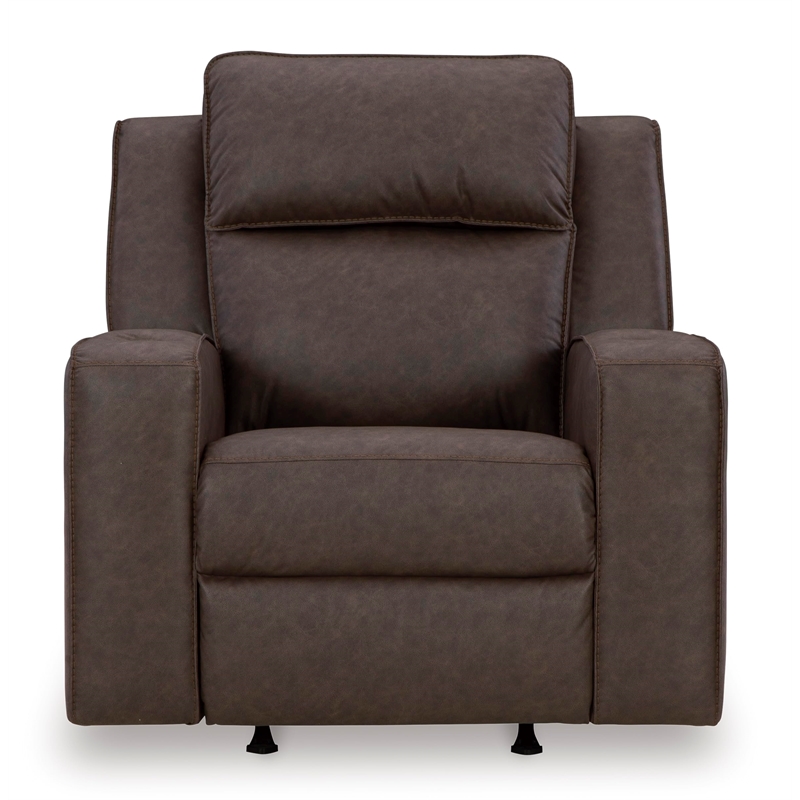 Bowery Hill Faux Leather Contemporary Pull-tab Reclining Motion Brown Recliner