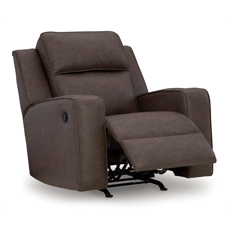 Bowery Hill Faux Leather Contemporary Pull-tab Reclining Motion Brown Recliner