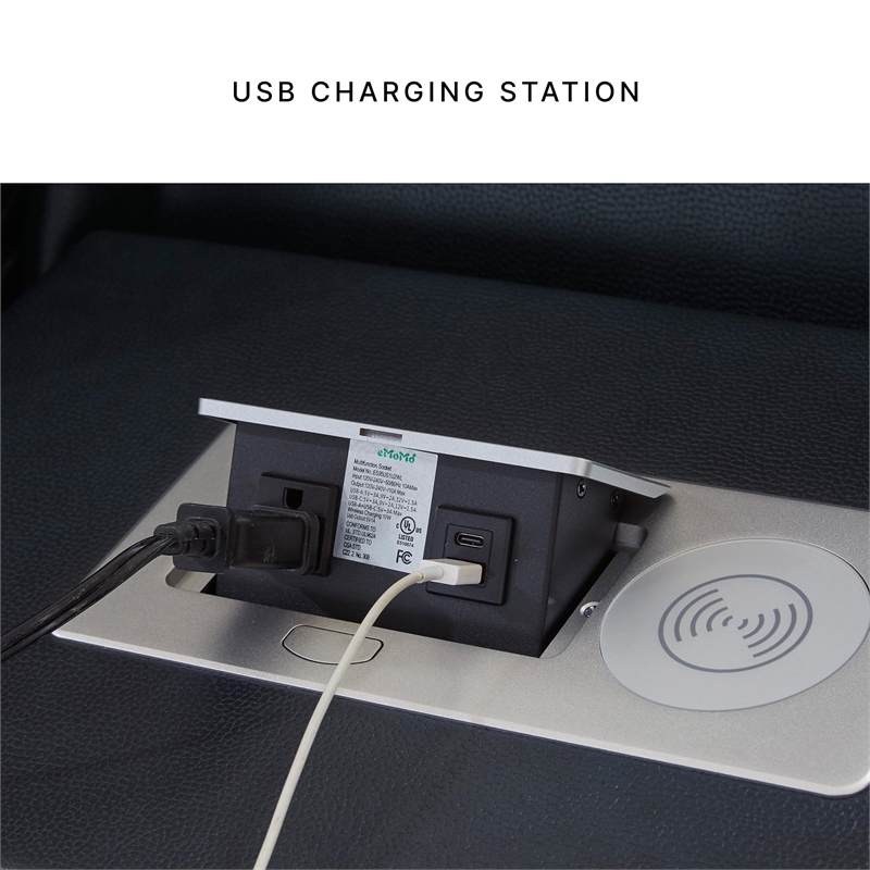 Bowery Hill Faux Leather Contemporary Sapphire Power Reclining Sofa