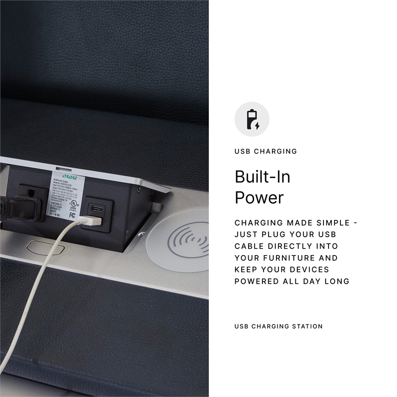 Bowery Hill Faux Leather Contemporary Sapphire Power Reclining Sofa