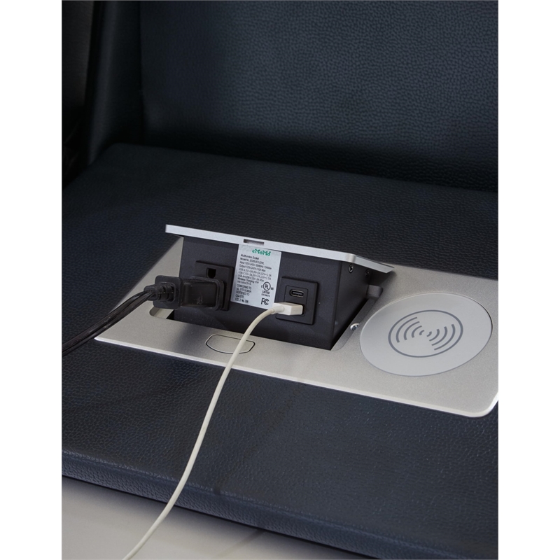 Bowery Hill Faux Leather Contemporary Sapphire Power Reclining Sofa