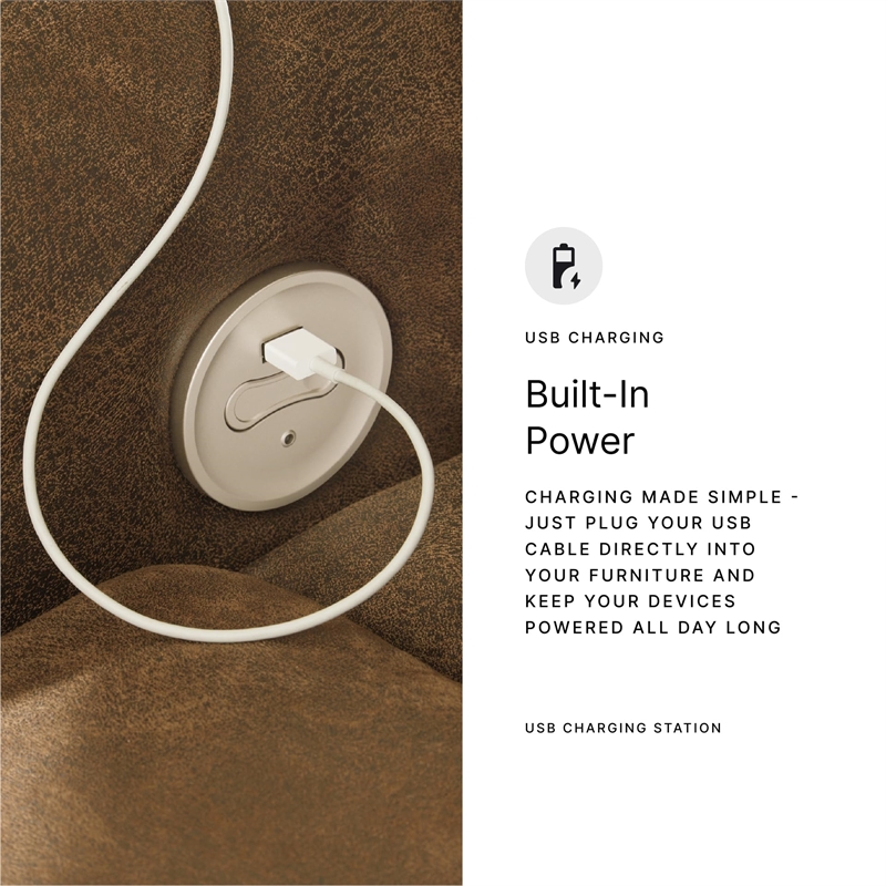 Bowery Hill Faux Leather Traditional Brown Power Reclining Sofa