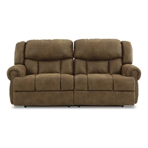 bowery hill faux leather traditional brown power reclining sofa