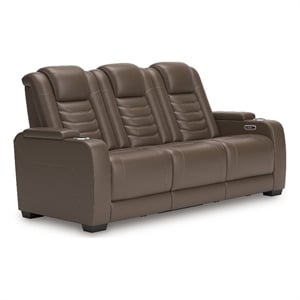 bowery hill leather contemporary tobacco power reclining sofa