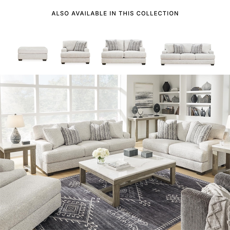 Bowery Hill Corner-blocked frame Flannel Sofa with Decorative Accent Pillows