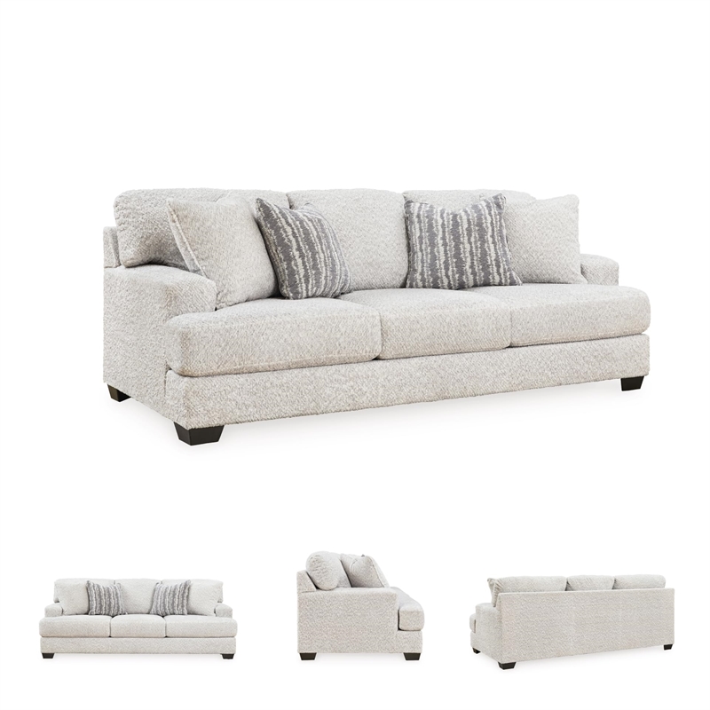 Bowery Hill Corner-blocked frame Flannel Sofa with Decorative Accent Pillows