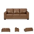 Bowery Hill Leather Contemporary Corner-blocked frame Caramel Sofa