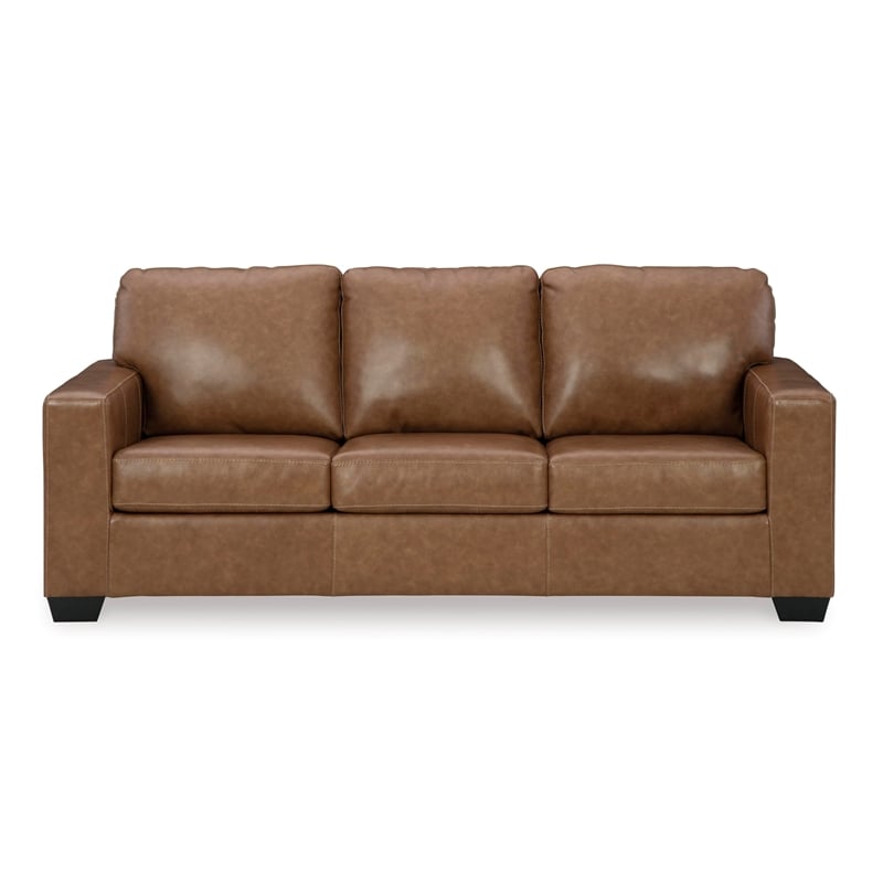 Bowery Hill Leather Contemporary Corner-blocked frame Caramel Sofa
