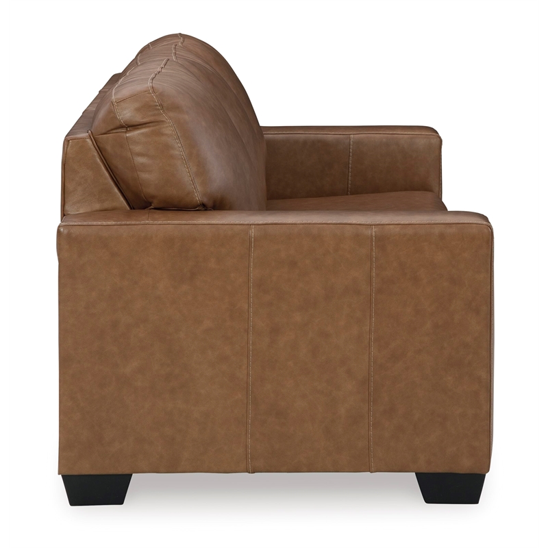 Bowery Hill Leather Contemporary Corner-blocked frame Caramel Sofa