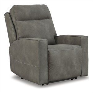 bowery hill faux leather contemporary slate finish power recliner