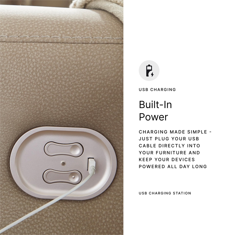 Bowery Hill Faux Leather Contemporary Sand Finish Power Recliner