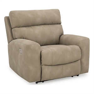 bowery hill faux leather contemporary sand finish power recliner