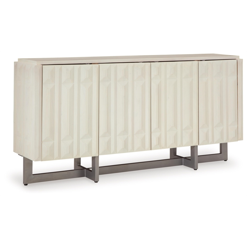 Bowery Hill Wood Contemporary Distressed White Accent Cabinet