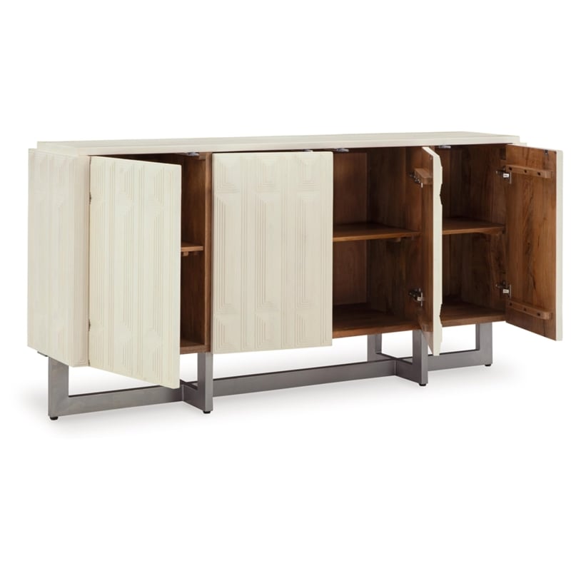 Bowery Hill Wood Contemporary Distressed White Accent Cabinet