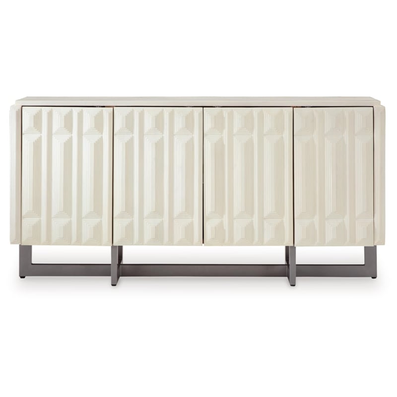 Bowery Hill Wood Contemporary Distressed White Accent Cabinet