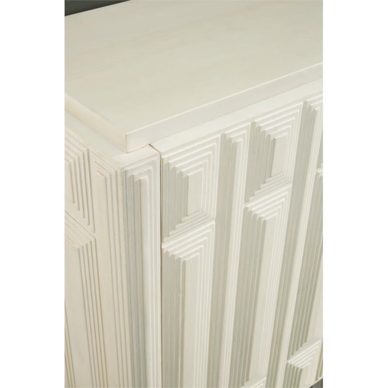 Bowery Hill Wood Contemporary Distressed White Accent Cabinet