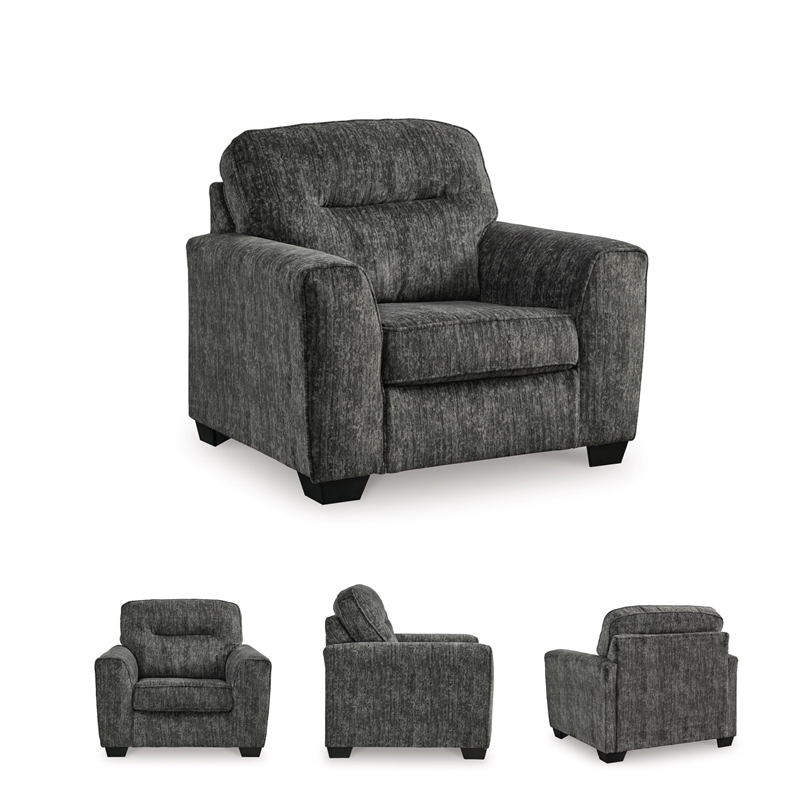 Bowery Hill Contemporary Corner-blocked frame Gunmetal Oversized Chair
