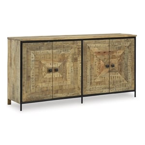 Bowery Hill Wood Contemporary Brown & Beige Finish Accent Cabinet