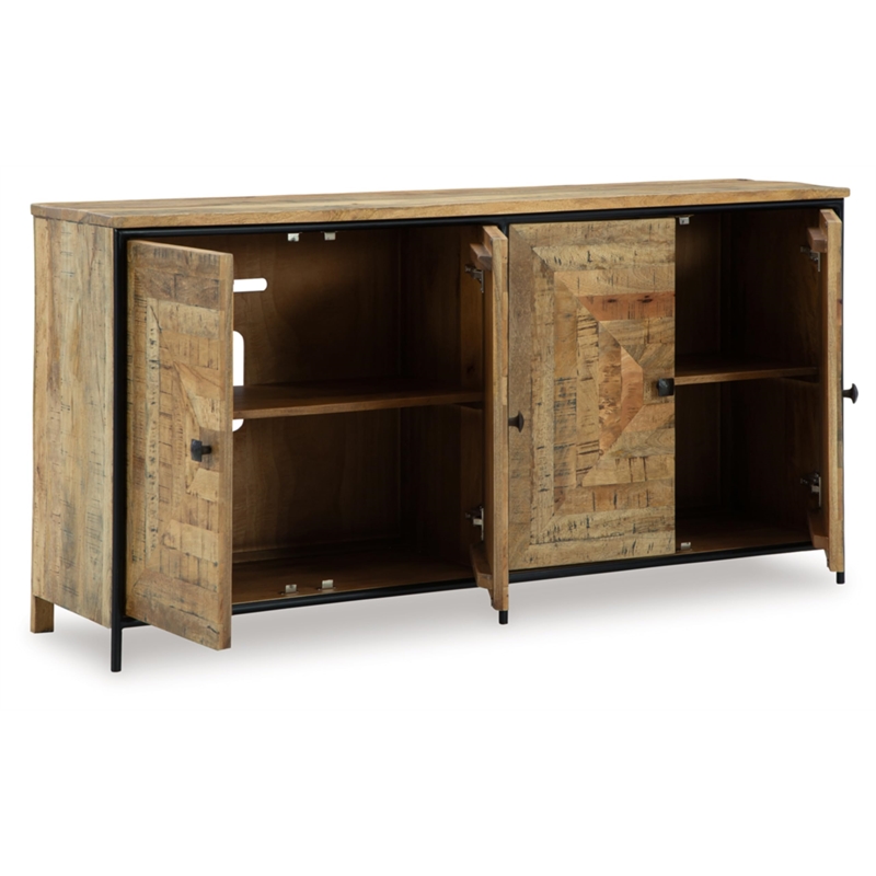 Bowery Hill Wood Contemporary Brown & Beige Finish Accent Cabinet
