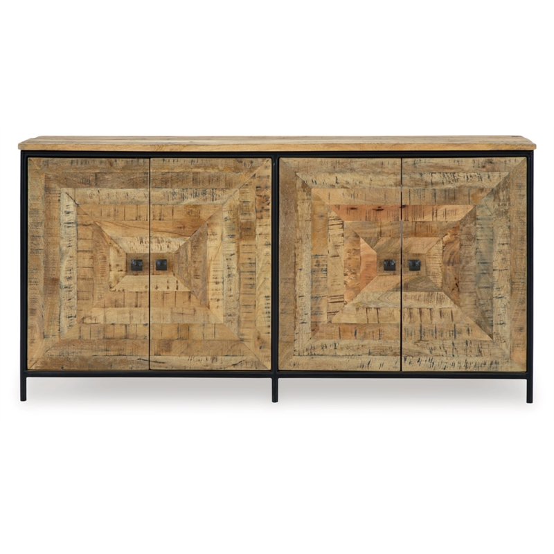 Bowery Hill Wood Contemporary Brown & Beige Finish Accent Cabinet