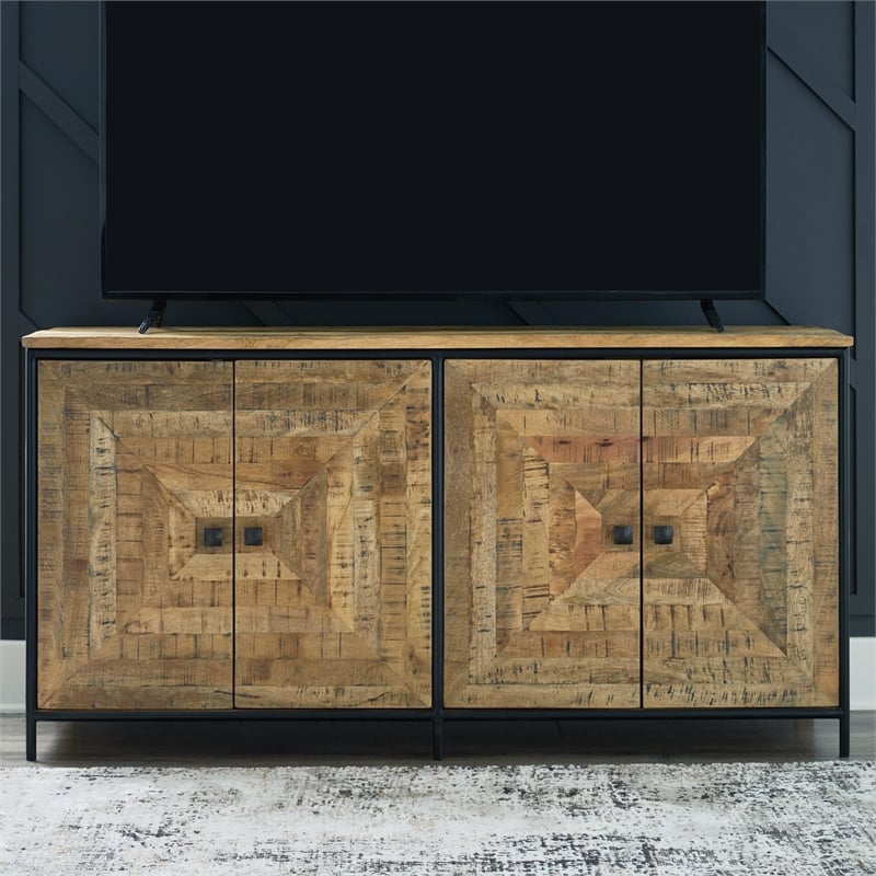 Bowery Hill Wood Contemporary Brown & Beige Finish Accent Cabinet