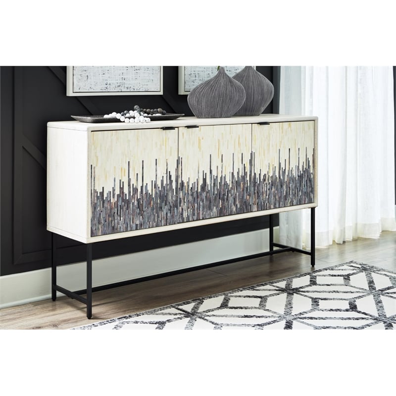 Bowery Hill Wood Contemporary White & Gray Finish Accent Cabinet