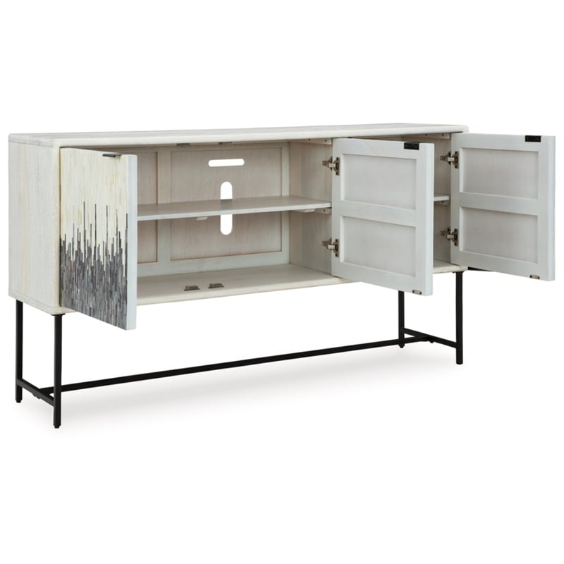 Bowery Hill Wood Contemporary White & Gray Finish Accent Cabinet