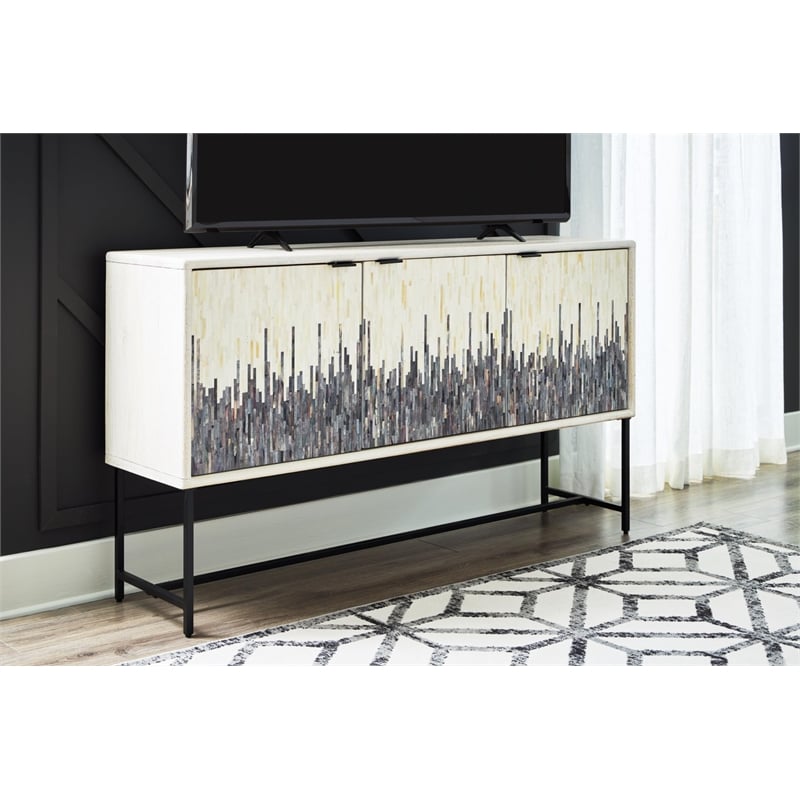 Bowery Hill Wood Contemporary White & Gray Finish Accent Cabinet