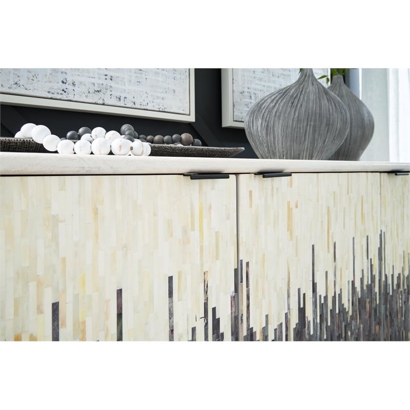 Bowery Hill Wood Contemporary White & Gray Finish Accent Cabinet