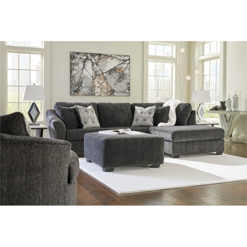Bowery Hill Corner-blocked frame Dark Gray Oversized Swivel Accent Chair